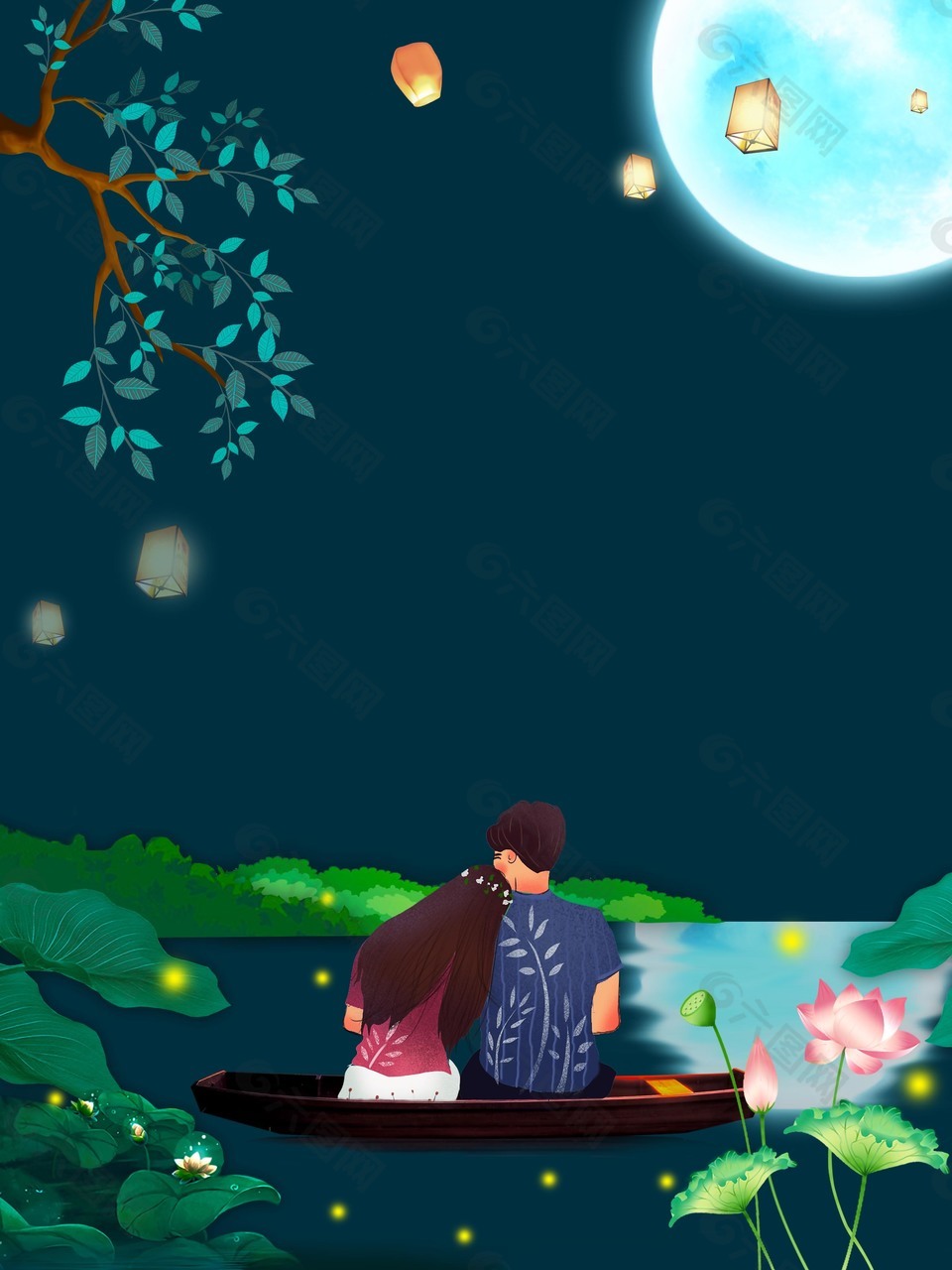 浪漫中秋節(jié)海報背景