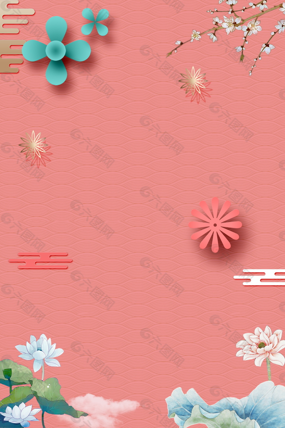 藝術(shù)花好月圓中秋海報背景素材