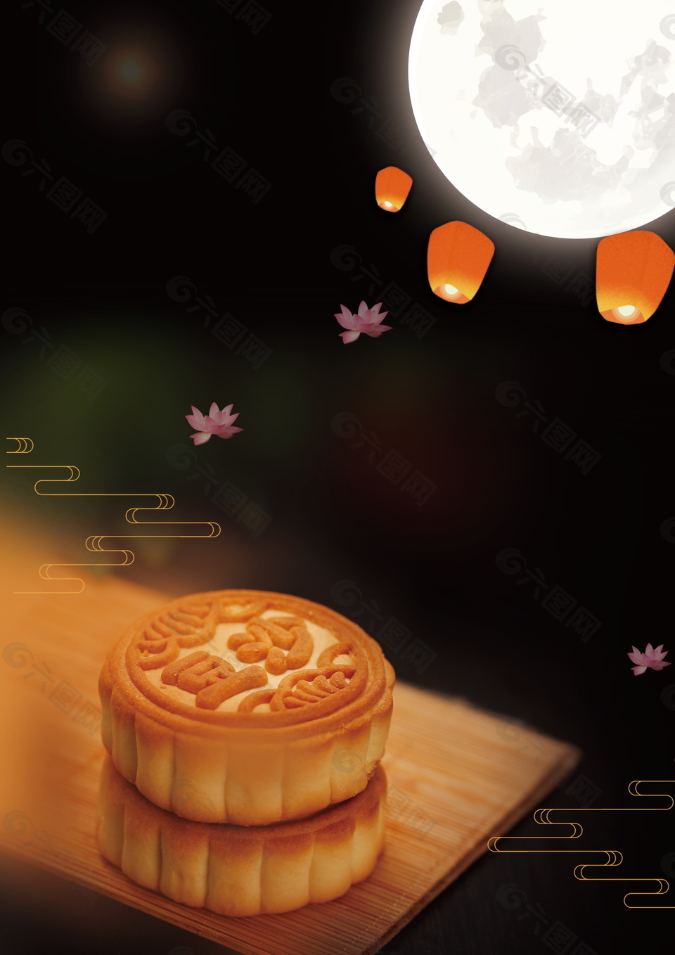 美味豆沙月餅中秋海報(bào)背景素材