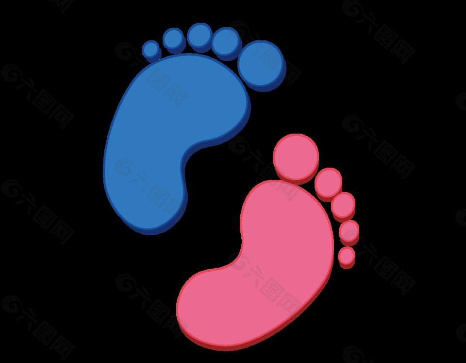 卡通孩童腳印元素