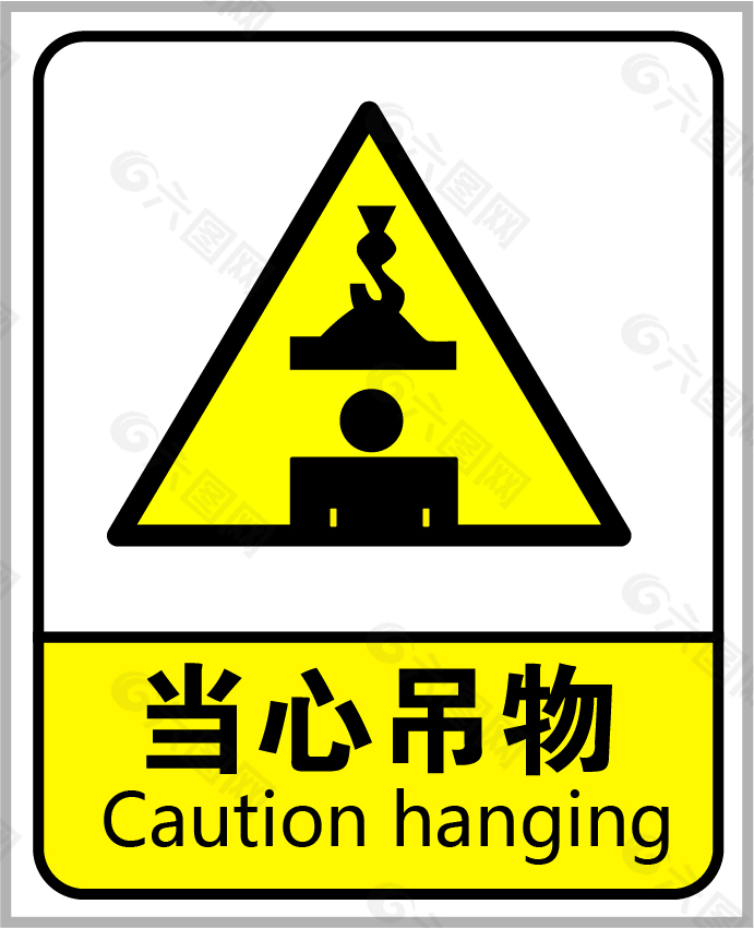 安全警示牌當心吊物