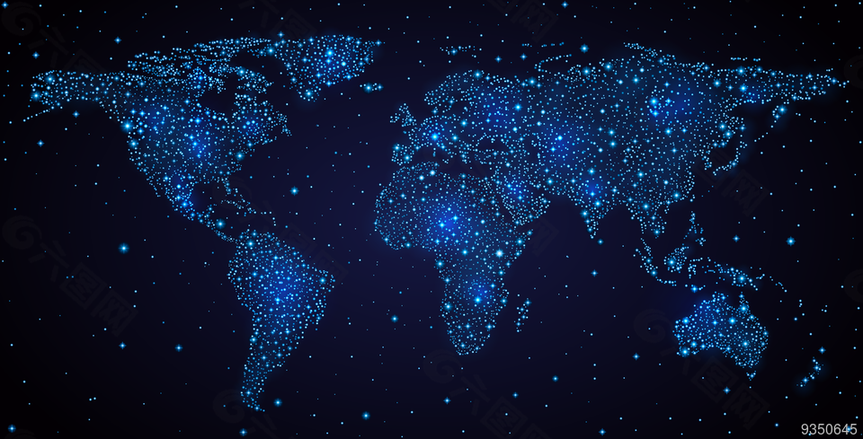 藍色星夜世界地圖