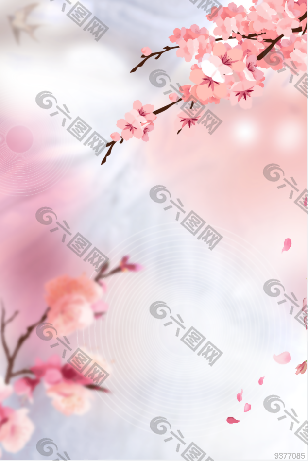 粉紅色櫻花中國風背景