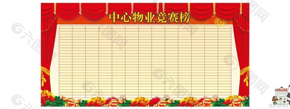 物业竞赛榜表格展板