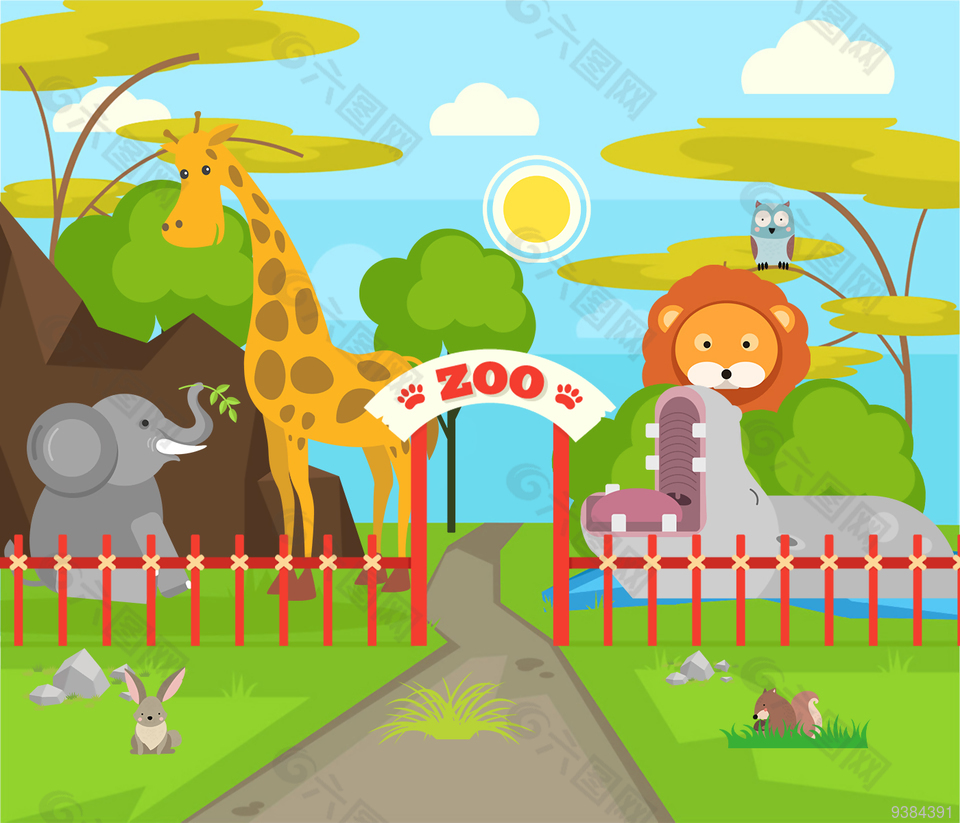 動(dòng)物園卡通插畫
