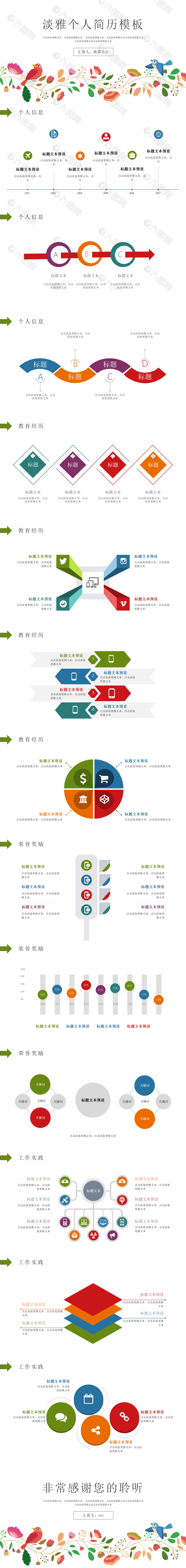 淡雅個人簡歷模板PPT下載