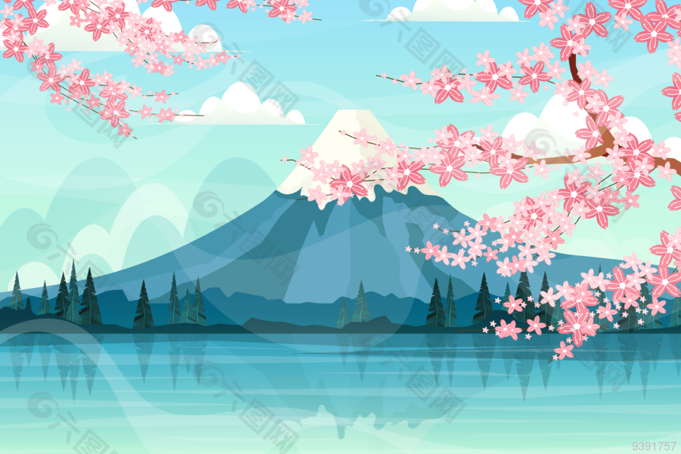 春天景象插畫