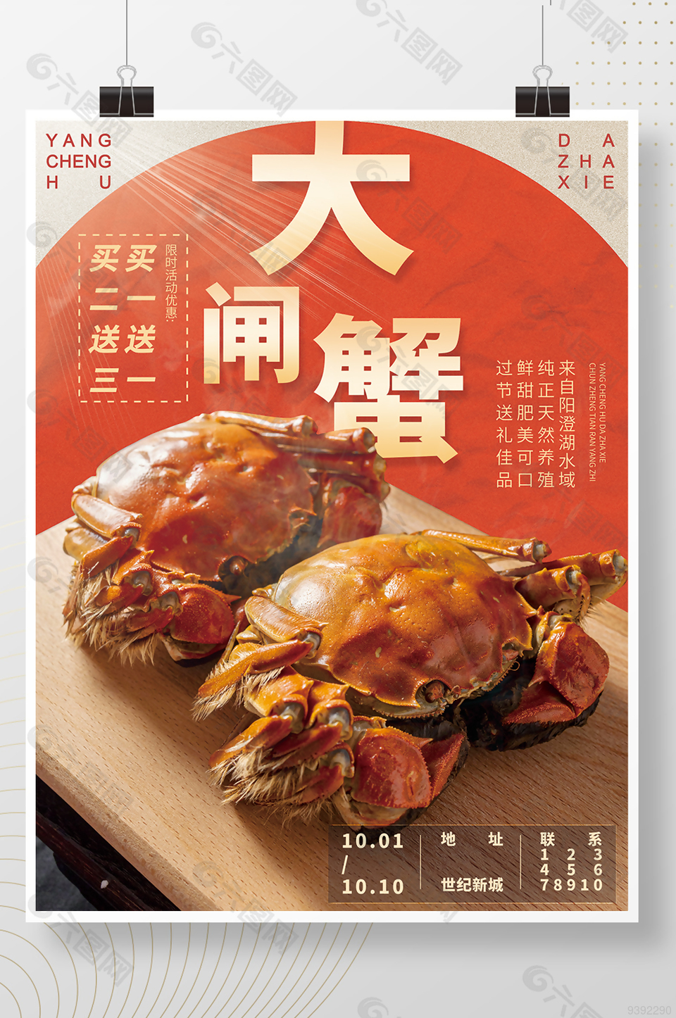阳澄湖大闸蟹促销海报