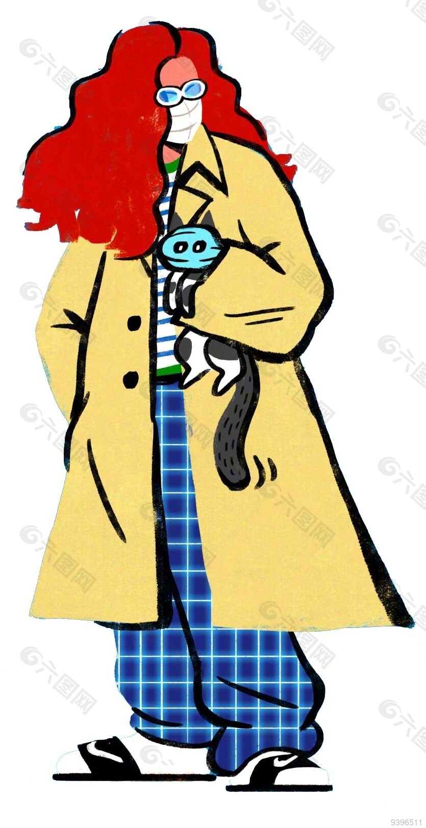 卡通帥氣女個性設計師插畫圖片下載