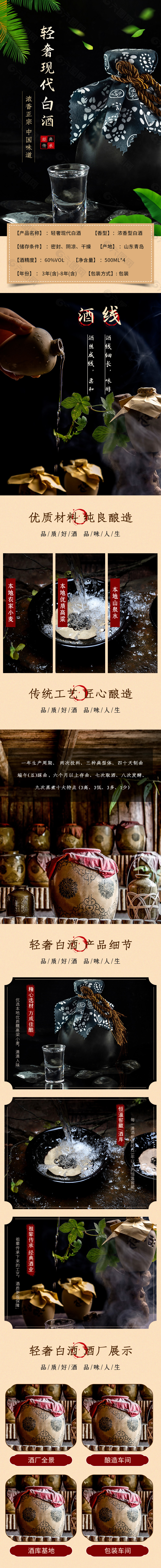 轻奢现代白酒黑色简约风详情页电商设计
