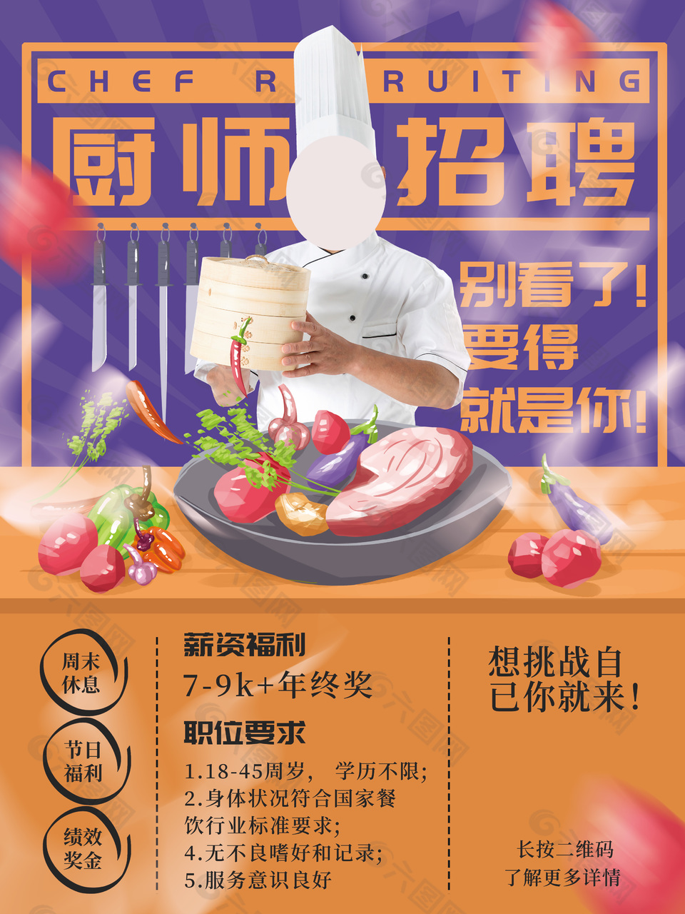 餐廳招聘廚師海報(bào)設(shè)計(jì)