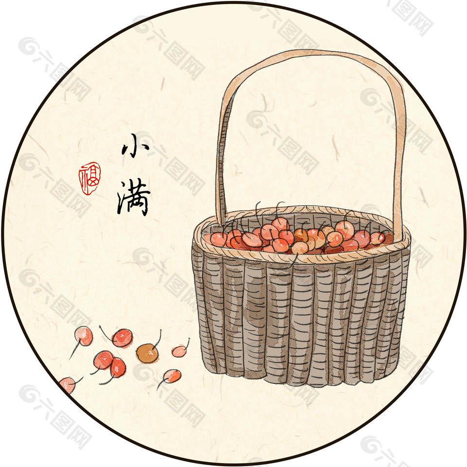 二十四節氣小滿團扇扇面設計