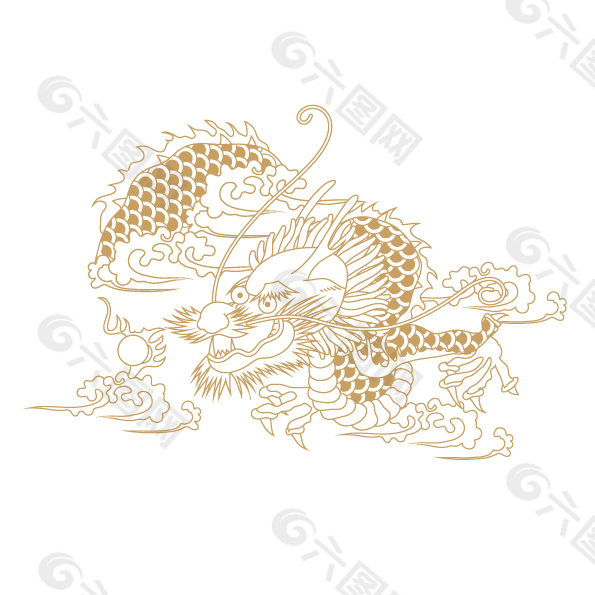简约中式龙线条元素