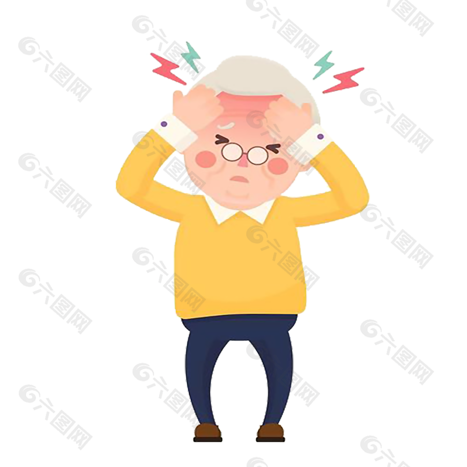卡通插畫風(fēng)老年人頭昏腦漲免摳素材設(shè)計(jì)