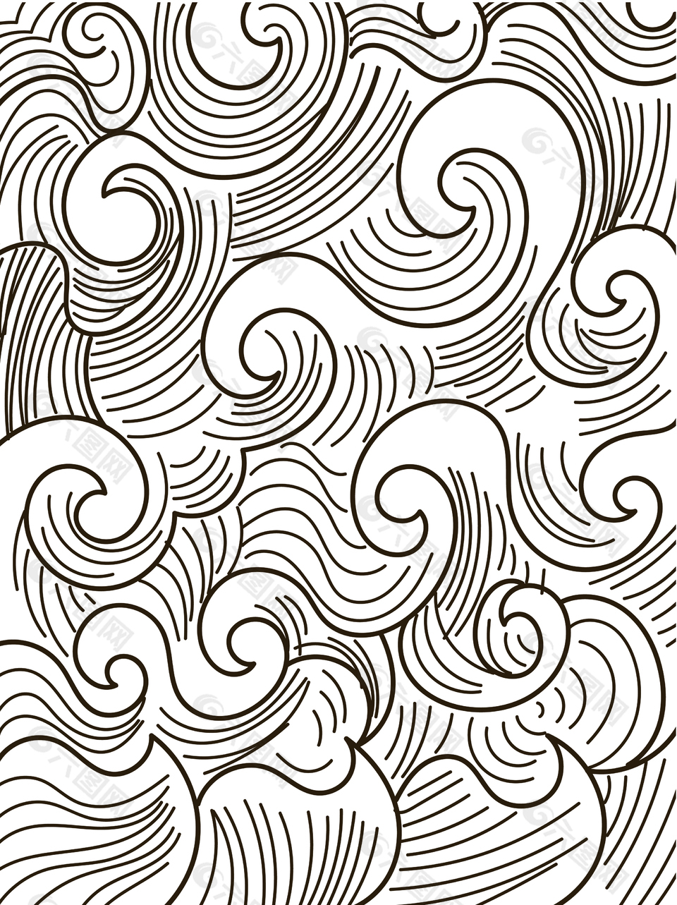 簡約水浪花紋圖樣