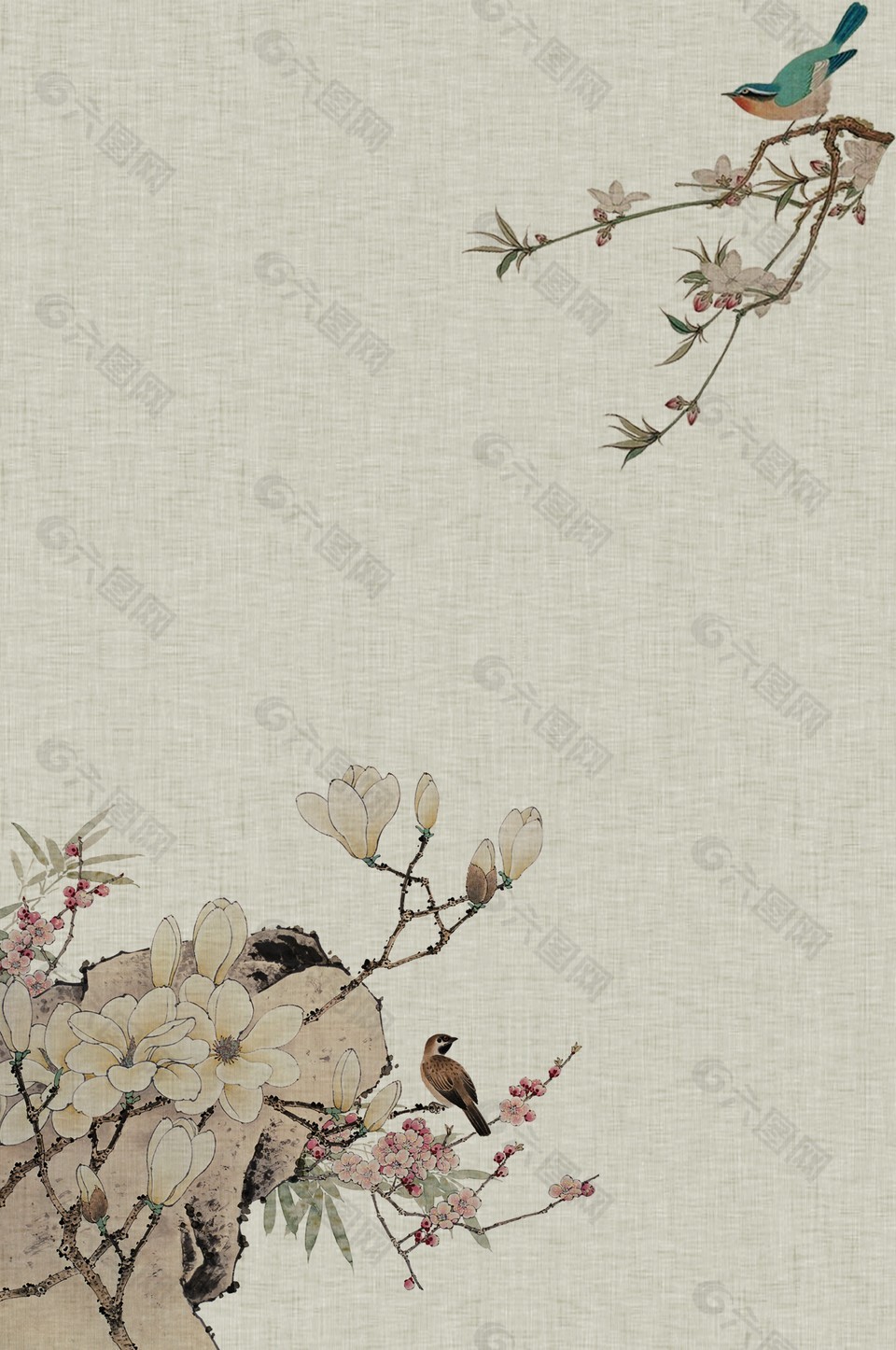 中國古風工筆畫花鳥圖素材下載