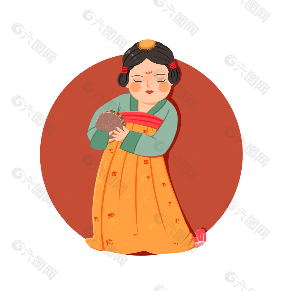 卡通古風(fēng)微胖仕女形象唐朝