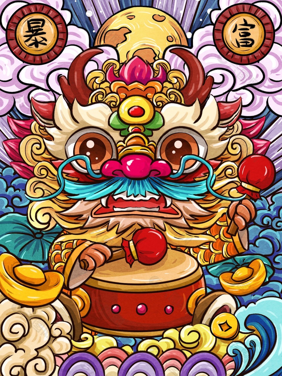 龍年新春節(jié)日卡通插畫