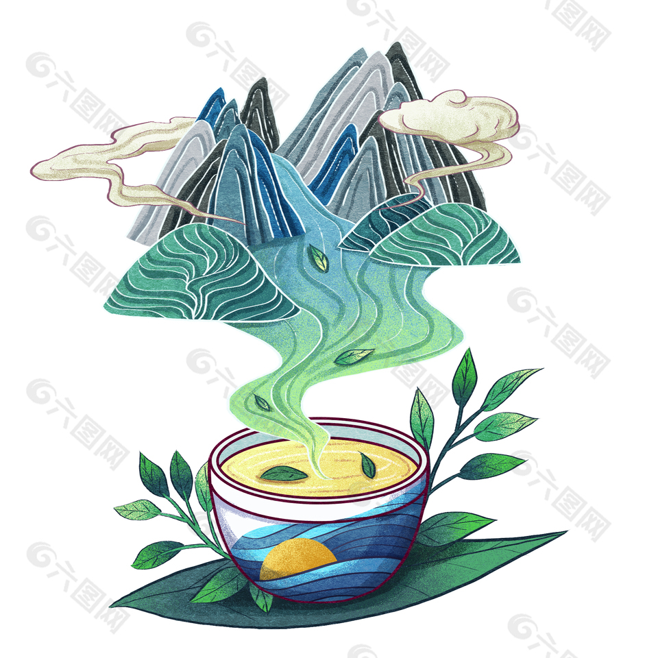 清明節日元素簡約手繪素材