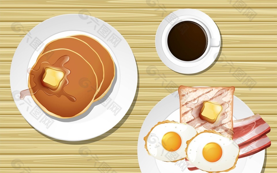 美味咖啡早點(diǎn)主題插畫(huà)