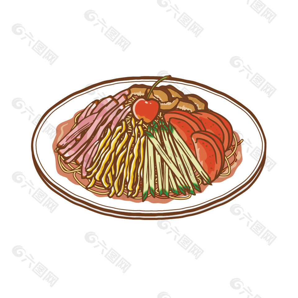 三絲炒面插畫