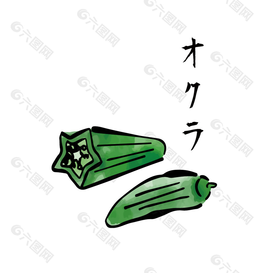 日式秋葵食材插畫