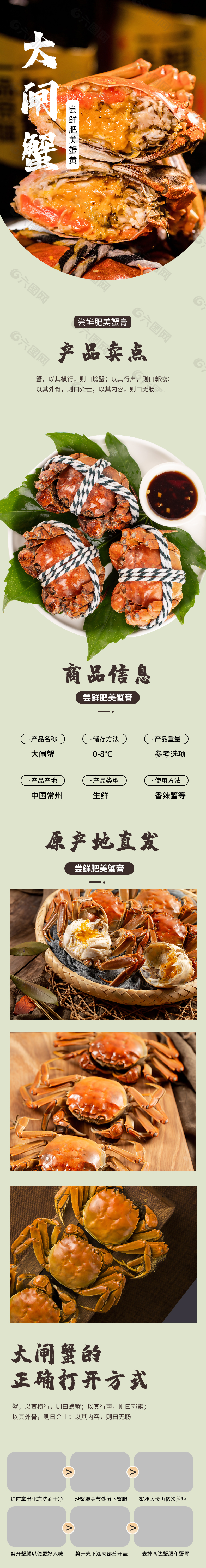 肥美蟹膏大閘蟹淘寶電商詳情頁素材