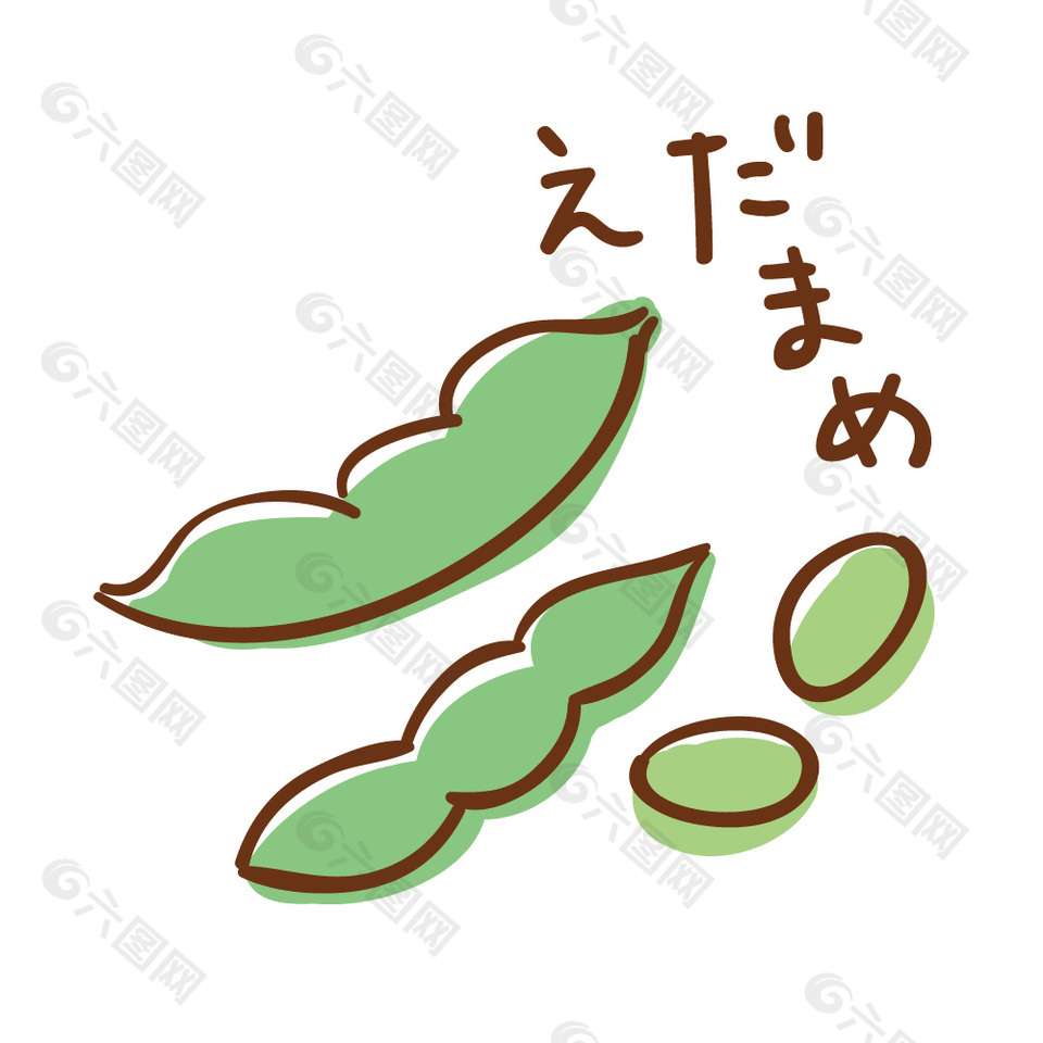 日式毛豆蔬菜插畫