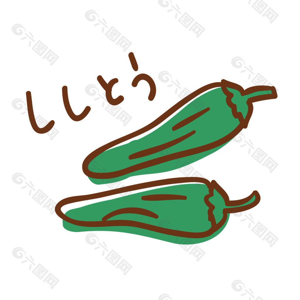 日式朝天椒蔬菜插畫
