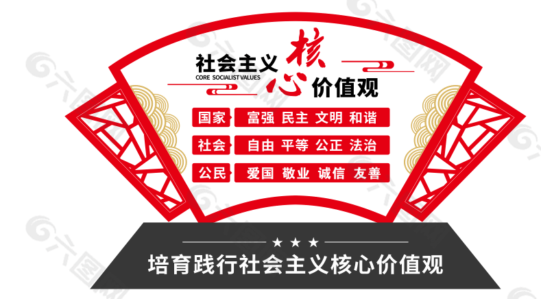 经典红色社会主义核心价值观展板