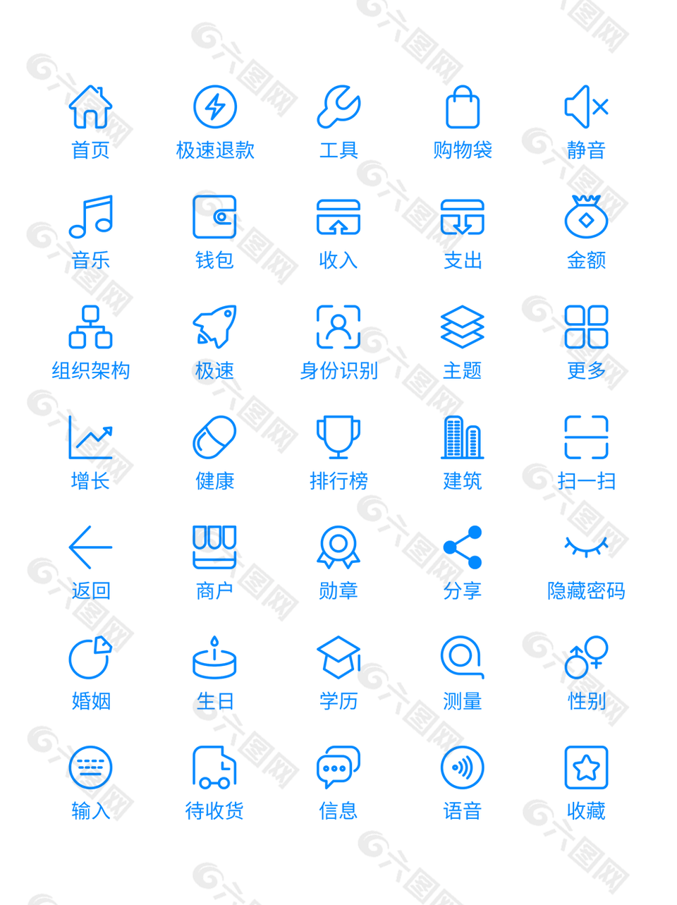 簡約藍色線條趣味icon圖標設(shè)計
