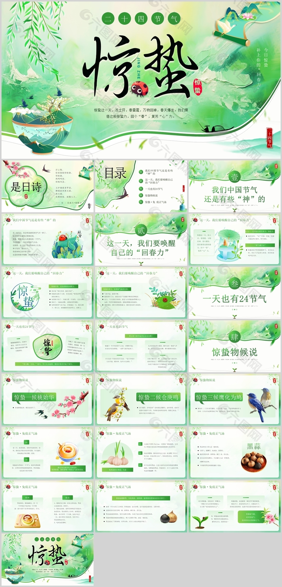 精美國潮風傳統中國節氣驚蟄介紹