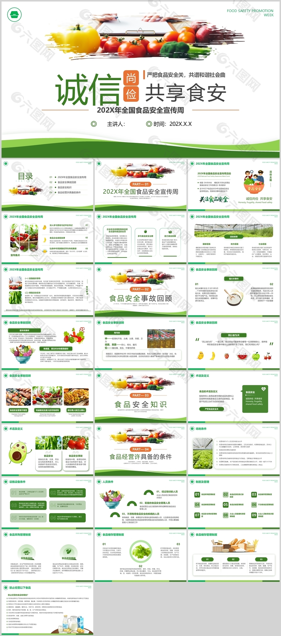 綠色雜志風誠信尚檢共享食安主題班會
