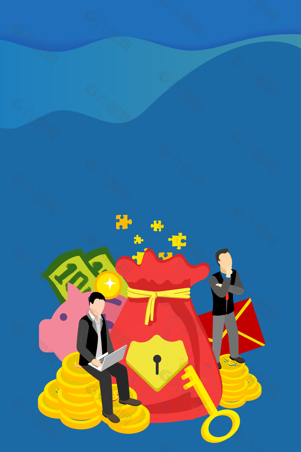 藍色簡約金融主題背景圖片