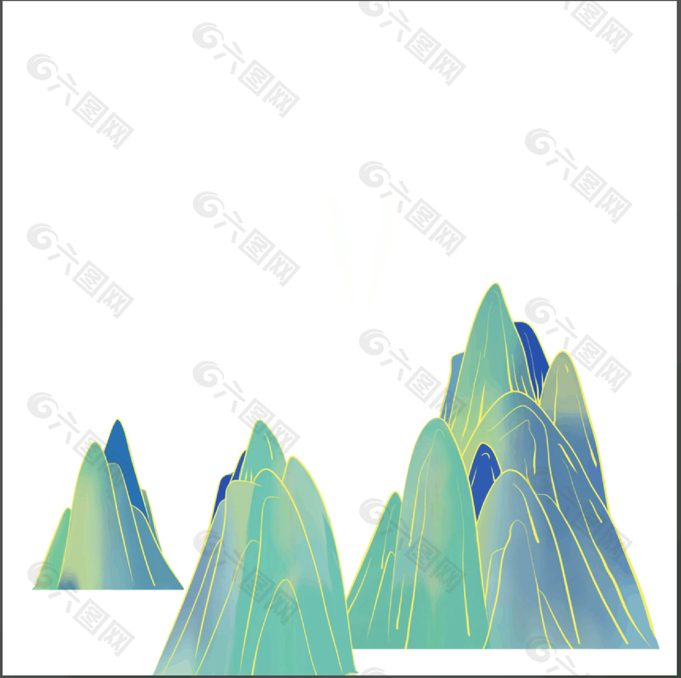 多彩線條勾勒秀麗山巒風(fēng)景插畫