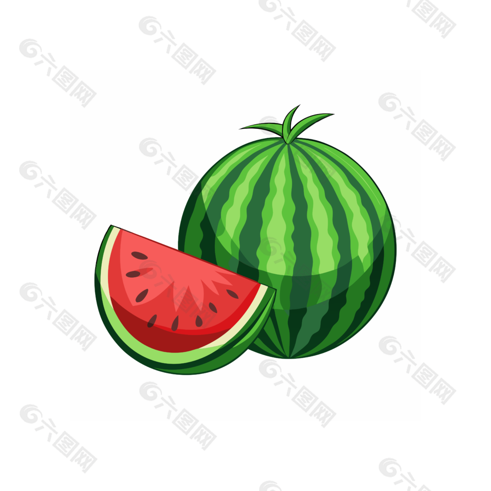 手繪卡通夏季水果西瓜矢量圖