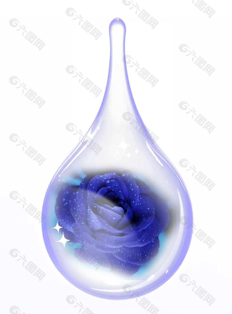 浪漫藍(lán)色妖姬水滴形狀裝飾圖案