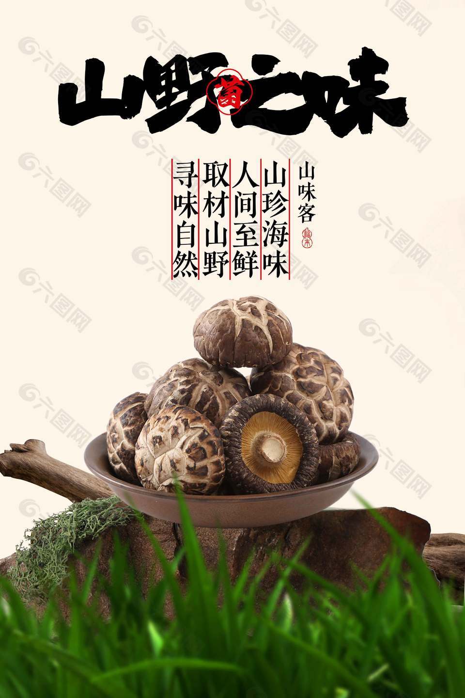 山野之味菌類綠色農產品宣傳海報