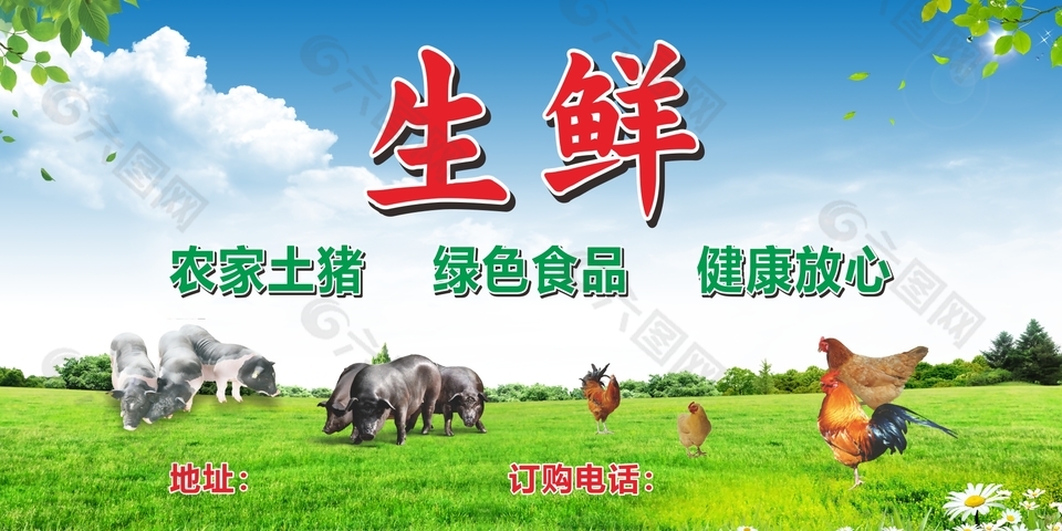 生鮮綠色食品宣傳海報
