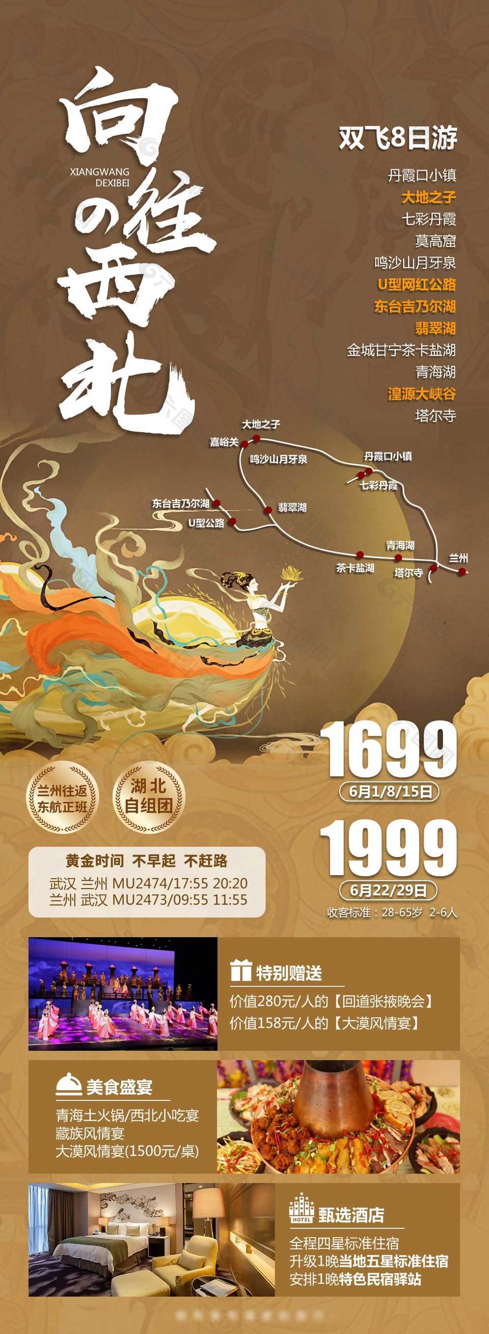 古典敦煌飛天西北旅游海報