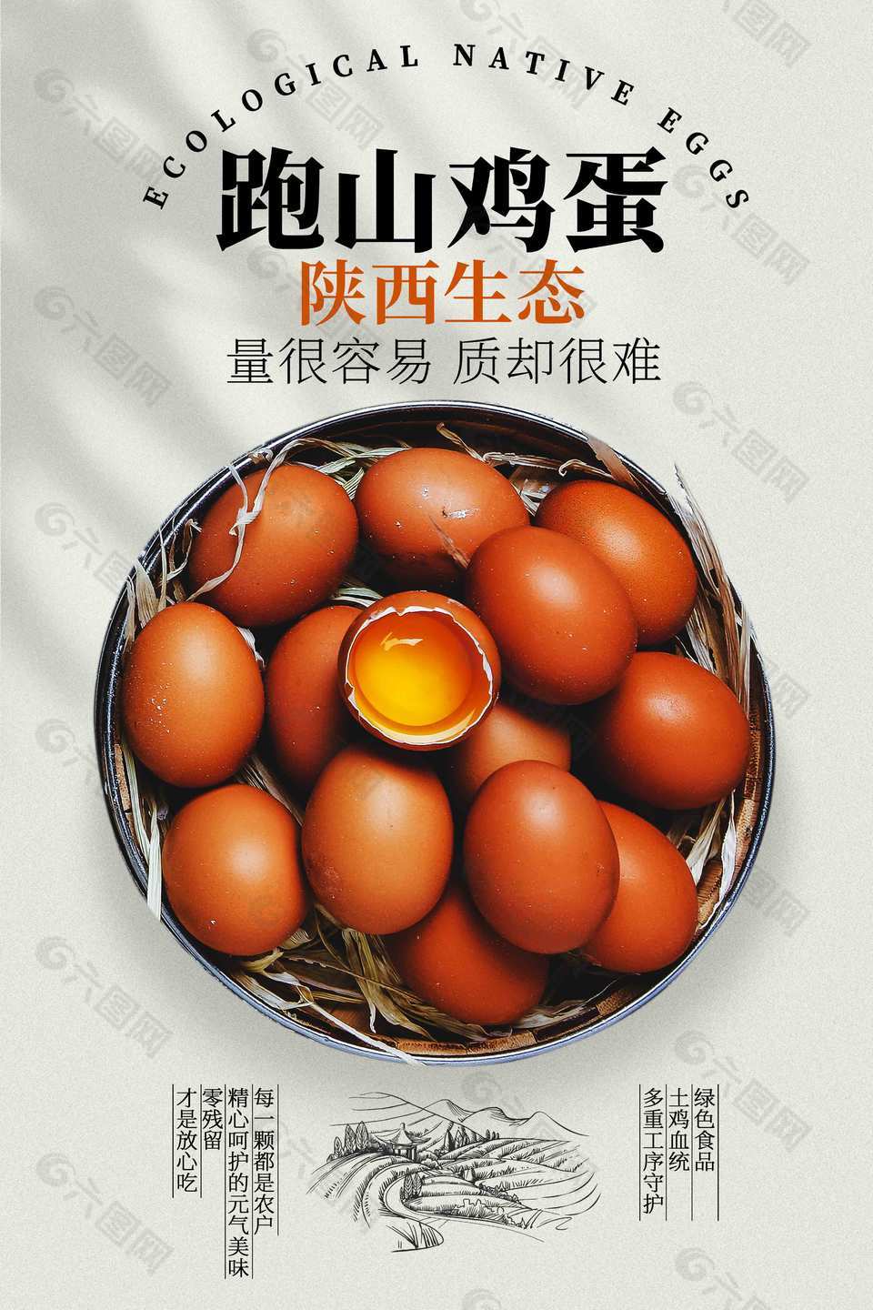 綠色食品跑山雞蛋簡(jiǎn)約宣傳海報(bào)