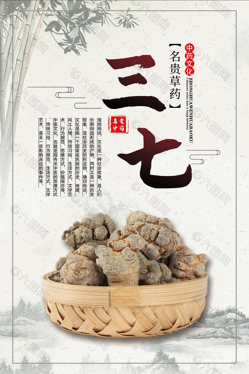 名貴中草藥三七藥理知識海報