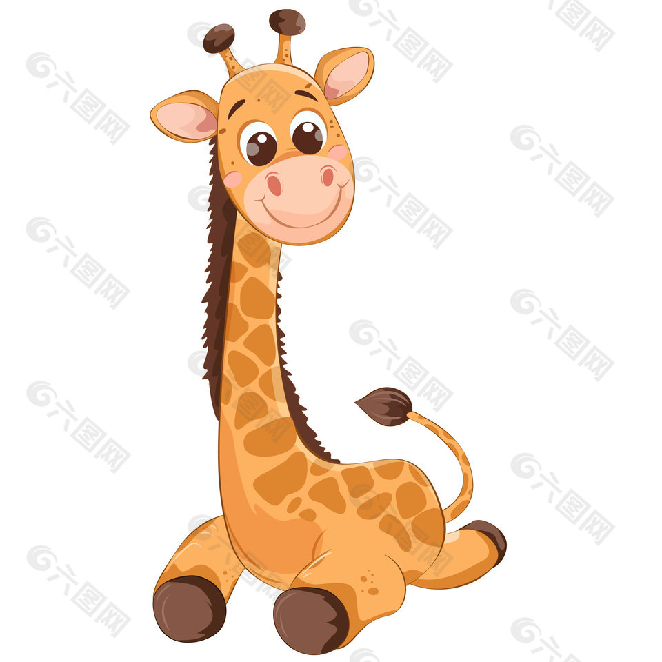 萌系可愛長(zhǎng)脖子大眼睛小長(zhǎng)頸鹿形象插畫