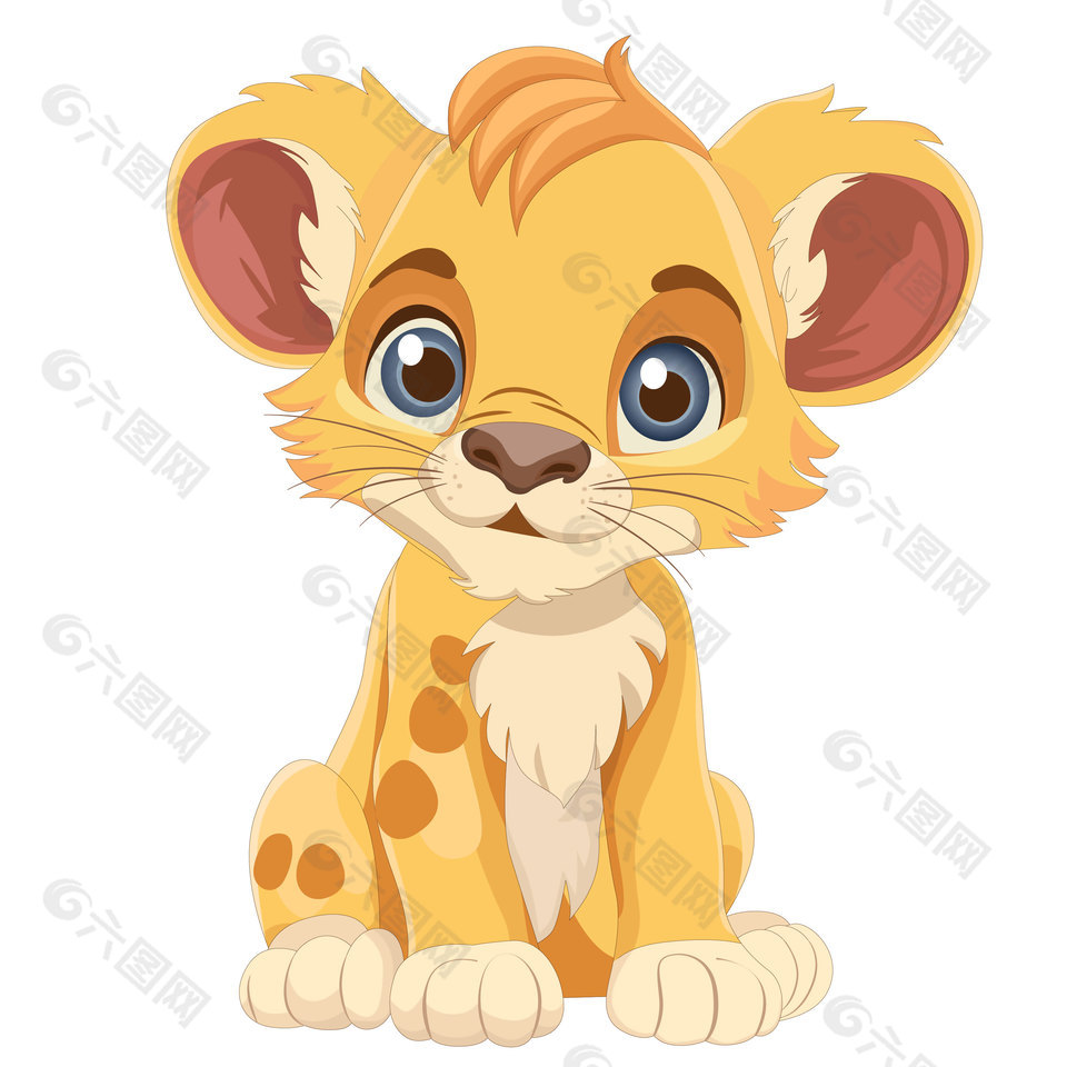 卡通可愛小獅子看圖識物動物卡片教育插畫