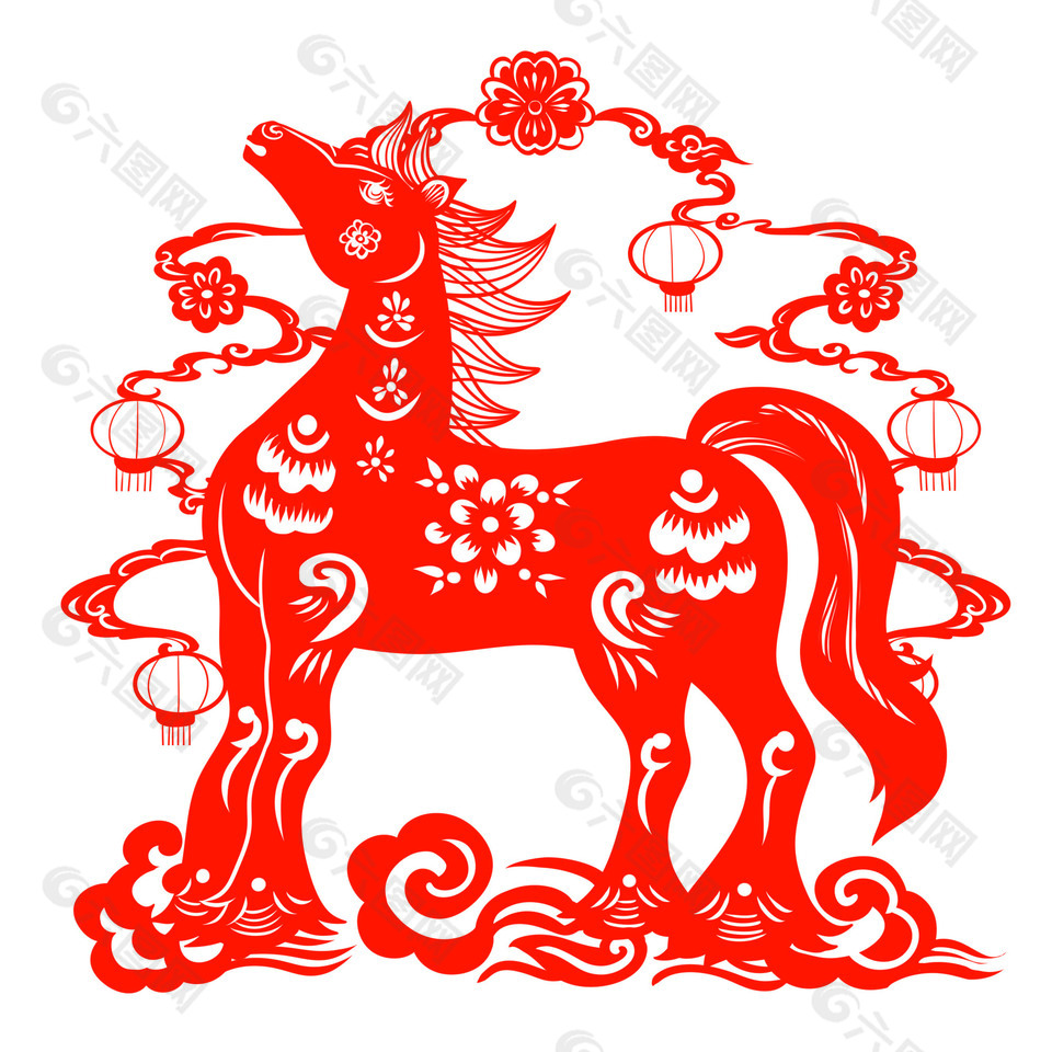 一馬當(dāng)先馬年窗花貼紙