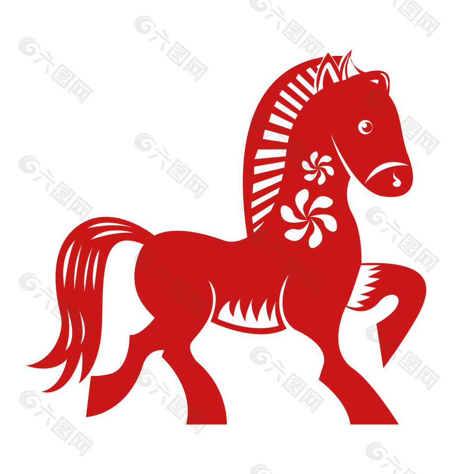 喜慶中國風可愛小馬窗花貼紙