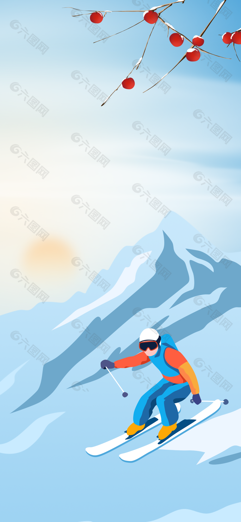 冬日滑雪戶外運(yùn)動(dòng)背景設(shè)計(jì)