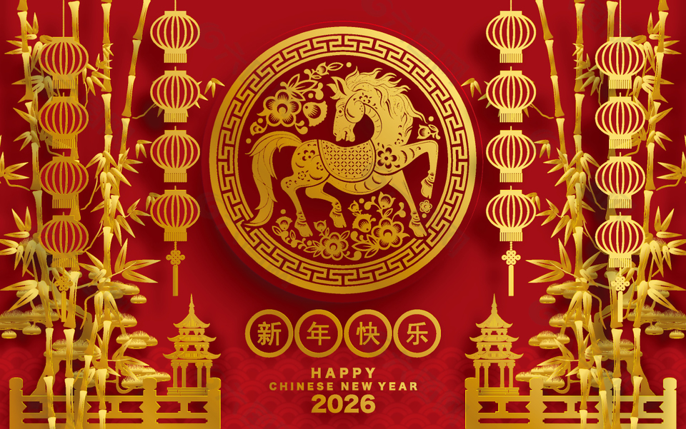 鎏金風(fēng)喜慶馬年春節(jié)新年剪紙風(fēng)節(jié)日展板