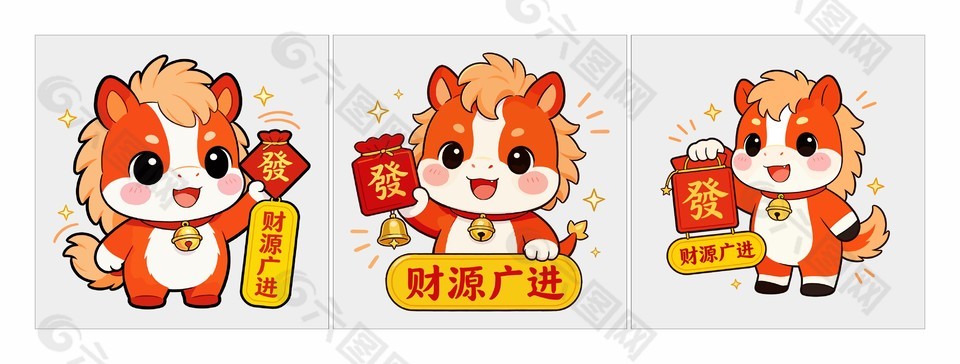 2026財(cái)源廣進(jìn)小馬駒賀新年節(jié)日插畫