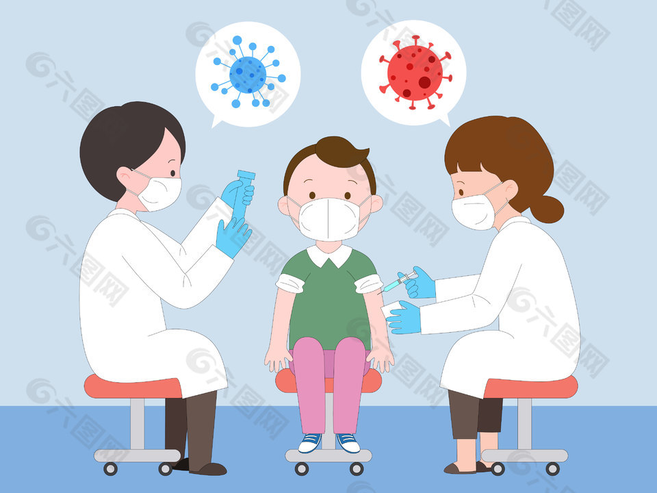兒童打針預(yù)防流感病毒醫(yī)療健康插畫